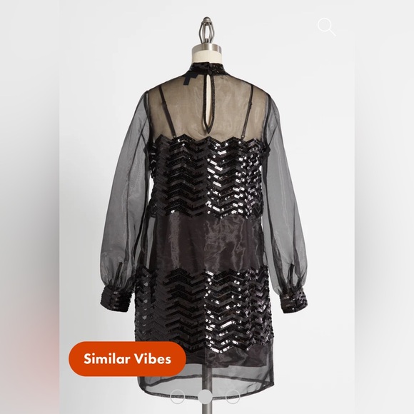 ⭐️⭐️ MODCLOTH Fanciful Fette Shift Sequin Overlay Dress NWT L - Picture 3 of 8
